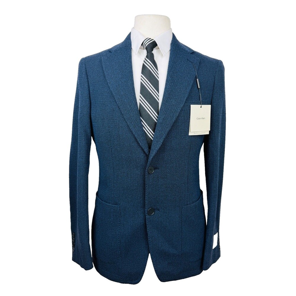 $295 NEW CALVIN KLEIN MENS 38R NAVY SLIM FIT SOFT BLAZER SPORT COAT SUIT JACKET